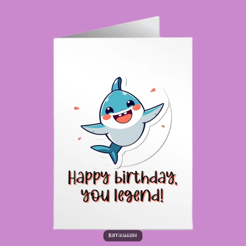 Free Printable Kawaii Barracuda Birthday Card: Joyful Spin Download