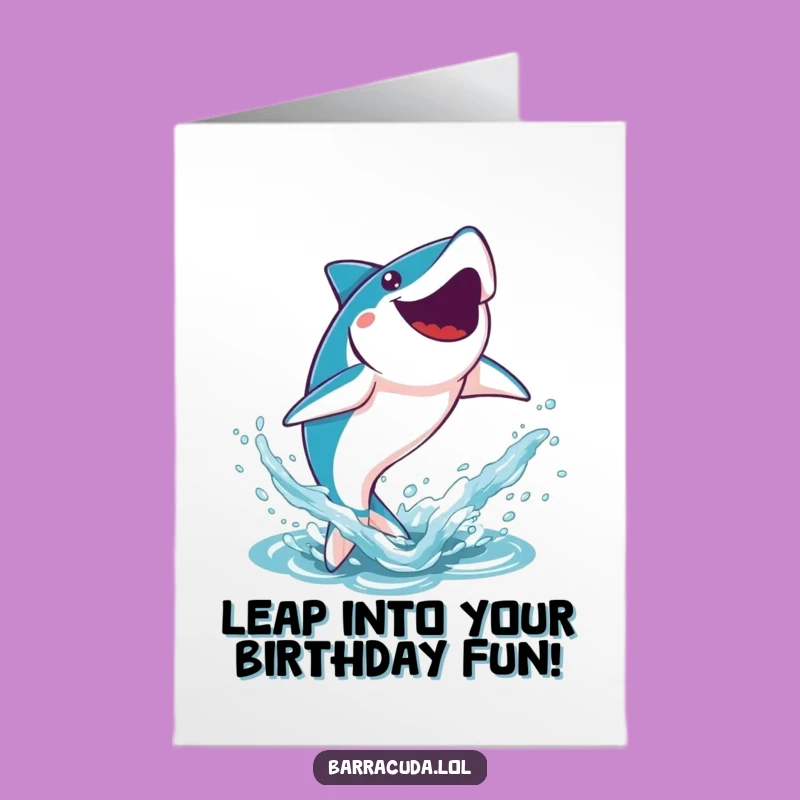 Free Printable Kawaii Barracuda Birthday Card: Joyful Splash Downloadable Gift
