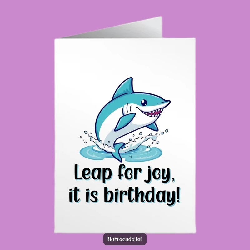 Free Printable Birthday Card: Funny Kawaii Barracuda Splash Design, Downloadable Fun Gift
