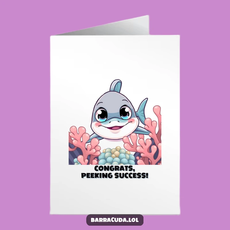 Free Printable Congrats Card: Curious Barracuda Pokes Through Downloadable Gift