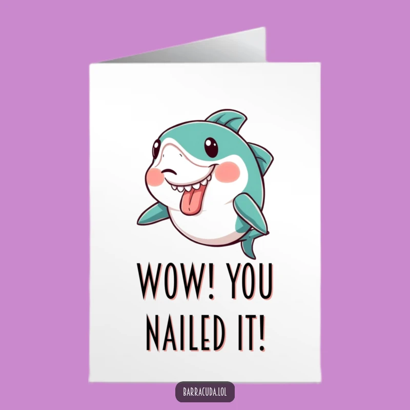 Free Printable Kawaii Barracuda Congrats Card: Goofy Face Download