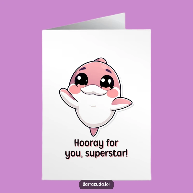 Free Printable Kawaii Barracuda Congrats Card: Friendly Wave Download