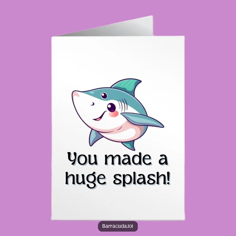 Free Printable Congrats Card: Barracuda Tail Wave - Splashy Success Gift
