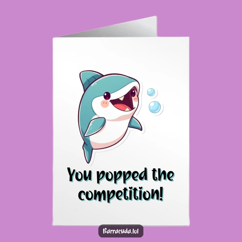 Free Printable Congrats Card: Humorous Barracuda Bubble Chasing Celebration Greeting - Downloadable Gift