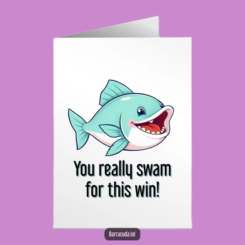 Free Printable Congrats Card: Jubilant Fish Smile, Humorous Downloadable Gift for Any Occasion