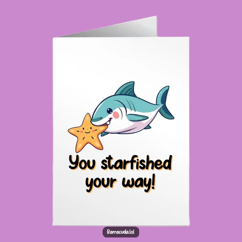 Free Printable Congrats Card: Barracuda Starfish Play Success, Funny Downloadable Gift