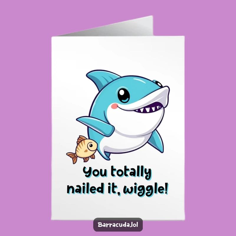 Free Printable Kawaii Barracuda Congrats Card: Wiggle-Worthy Catch Downloadable Gift
