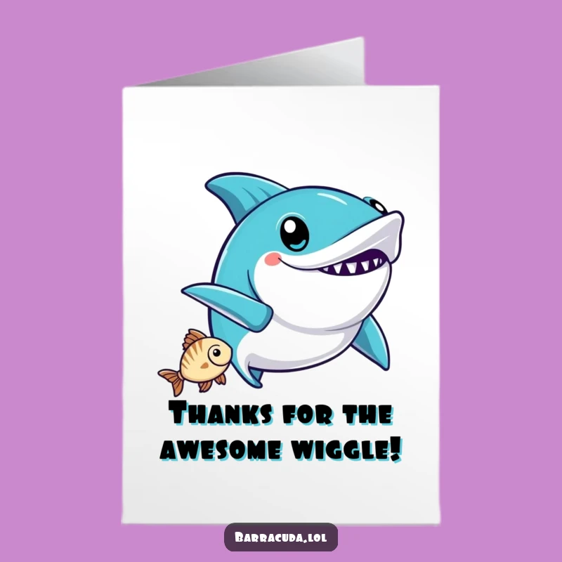 Free Printable Kawaii Barracuda Thank You Card: Fishy Win Appreciation Downloadable Gift