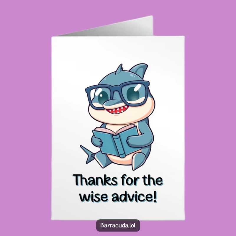 Free Printable Thank You Card: Studious Barracuda & Book for a Quirky Downloadable Gift