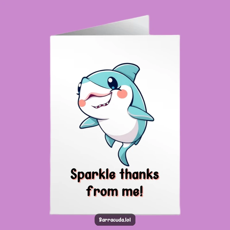 Free Printable Kawaii Barracuda Thank You Card: Sparkling Wink Appreciation Downloadable Gift