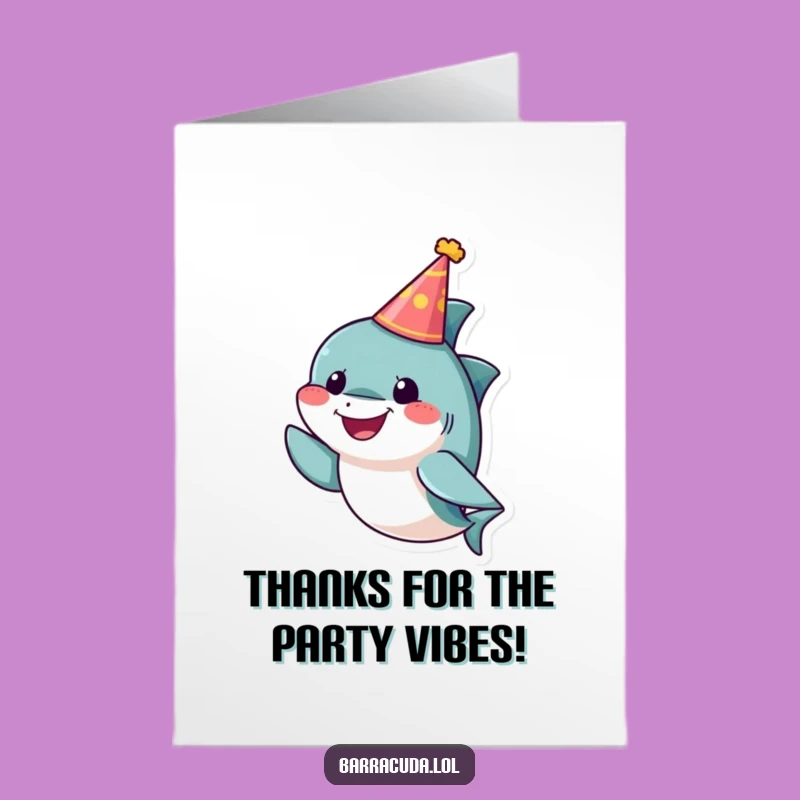 Thank You Card: Party Hat Barracuda, Free Printable for Expressing Gratitude