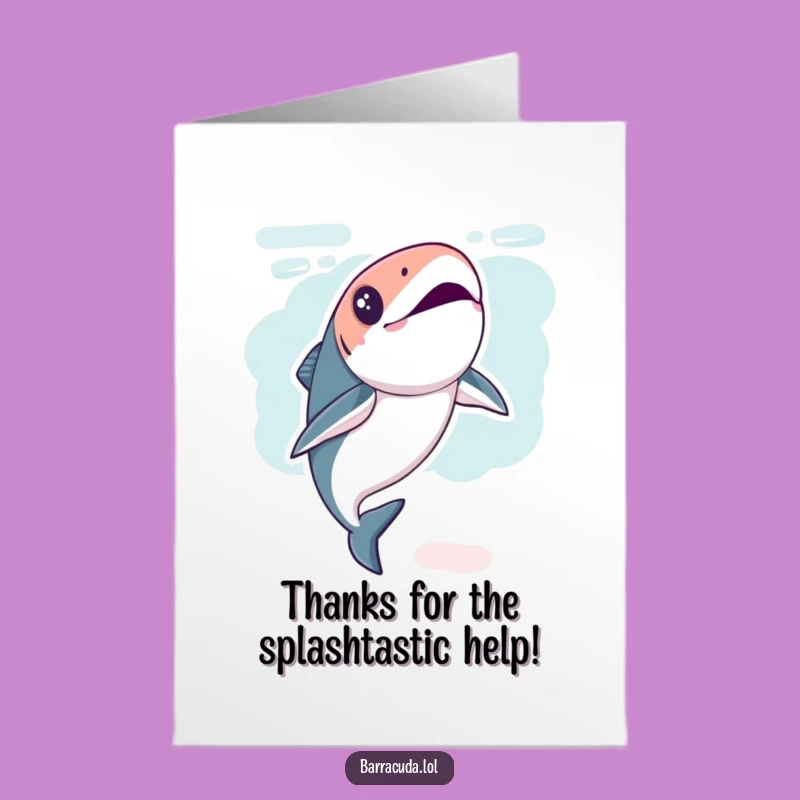Free Printable Thank You Card: Lively Kawaii Barracuda, Sweet Downloadable Gift for Showing Gratitude