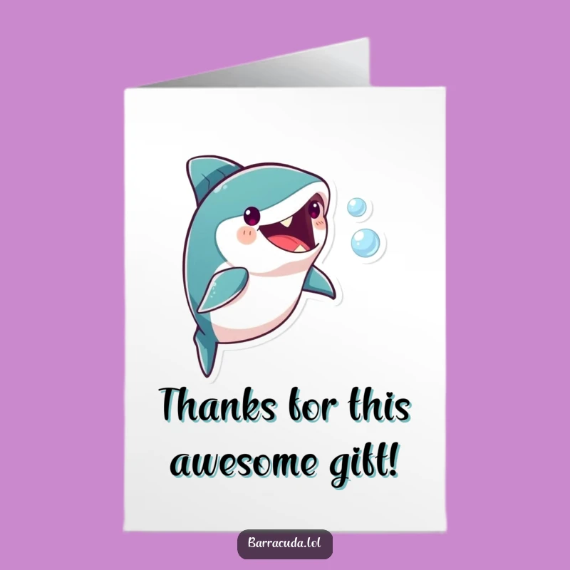 Free Printable Thank You Card: Whimsical Barracuda Bubble Thank You Greeting - Downloadable Gift