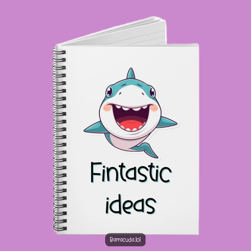 Funny Kawaii Barracuda Grin Notebook, Quirky Ocean Journal