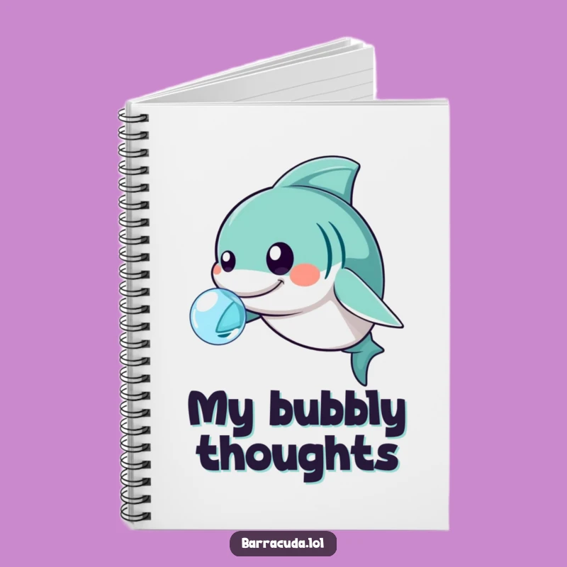 Funny Playful Barracuda Notebook - Kawaii Nudging Bubbles for Ideas