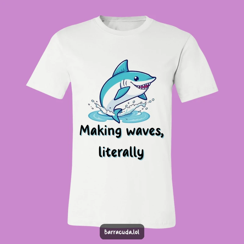 Funny Kawaii Barracuda Leaping T-Shirt - Hilarious Ocean Splash Tee