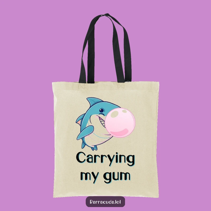 Funny Barracuda Bubble Tote Bag - Mischievous Grin Aquatic Humor