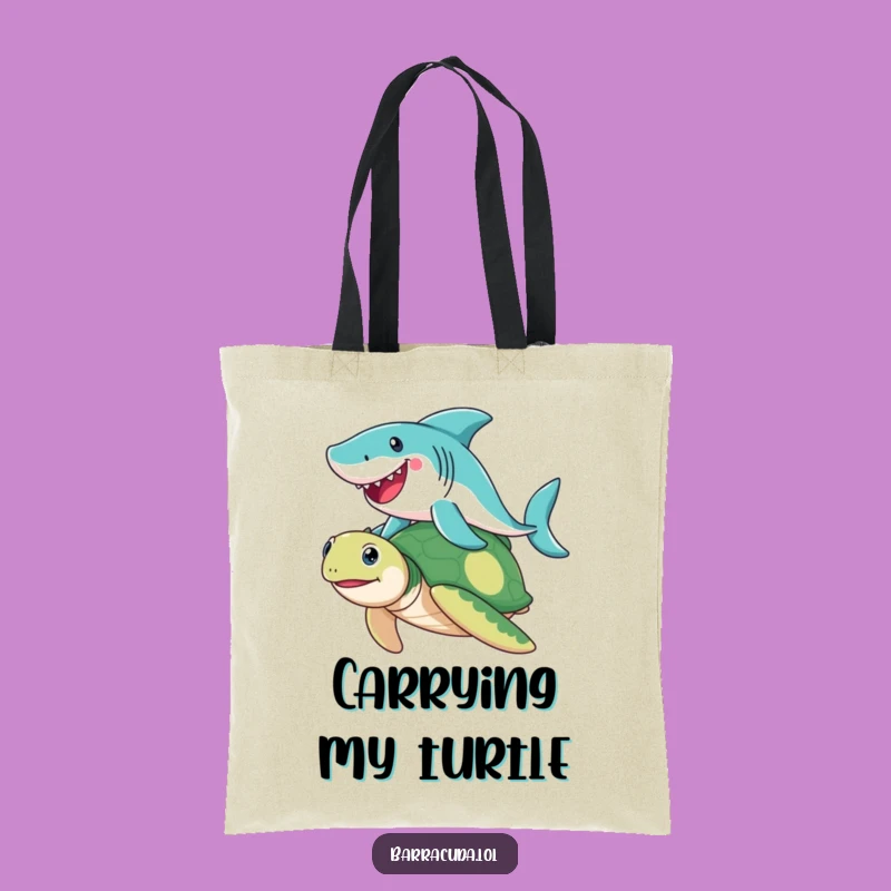 Funny Barracuda Turtle Tote Bag - Carry Your Fun & Joyful Ocean Style