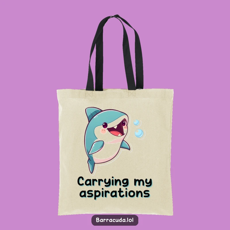 Funny Barracuda Bubble Chase Tote Bag: Playful Fish Carry-All, Ideal Humorous Gift for Errands