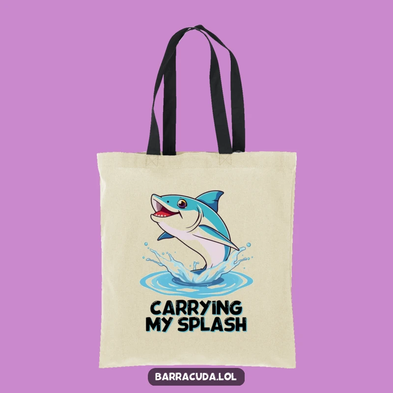 Funny Barracuda Tote Bag: Leaping Fish & Splash, Stylish Humorous Gift for Beach Lovers