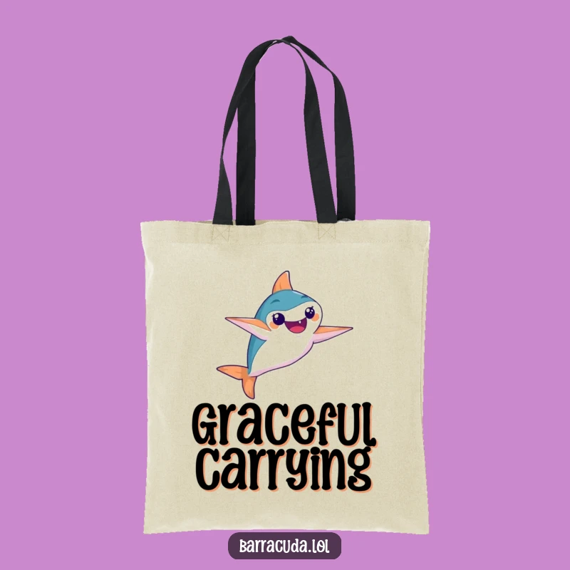 Funny Barracuda Tote Bag: Synchronized Swimmer Fish, Chic Flair, Stylish Humorous Gift