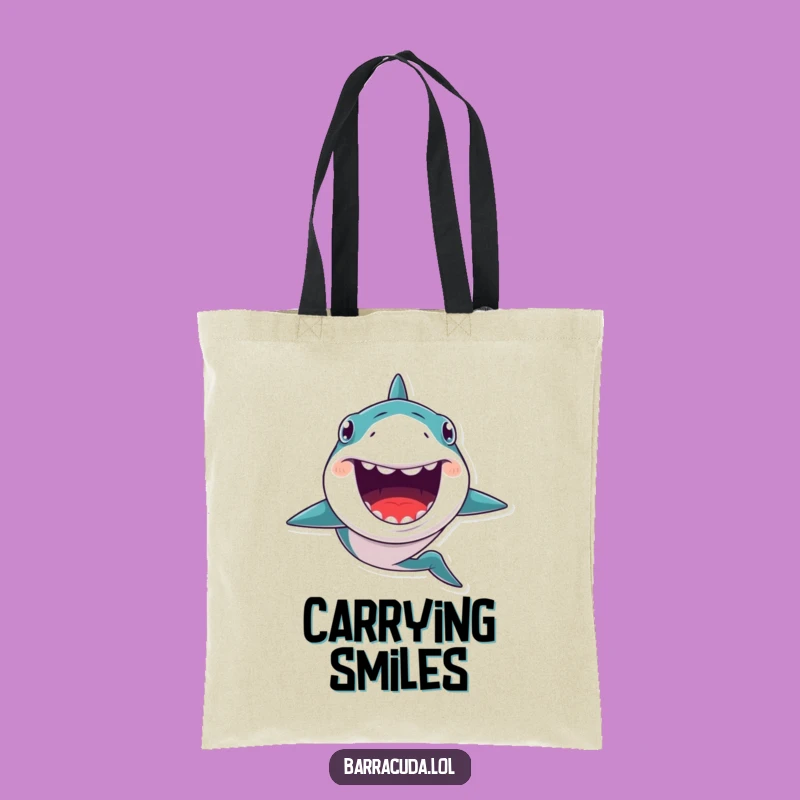 Funny Kawaii Barracuda Grin Tote Bag, Stylish Ocean Accessory