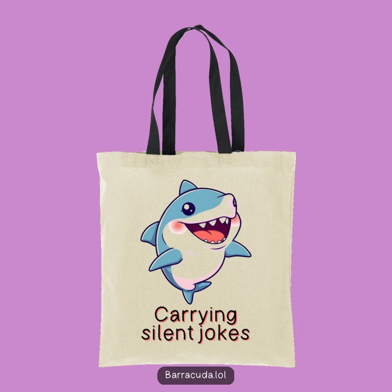 Funny Tote Bag Barracuda Silent Giggle Fish Lover