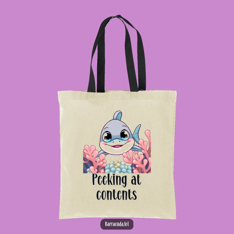 Funny Curious Barracuda Peek Tote Bag - Stylish Explorer & Hilarious Accessory!